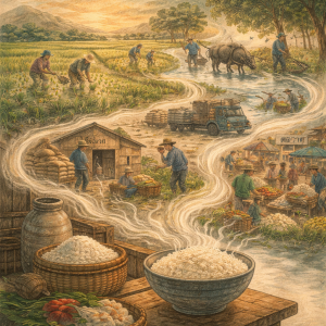 ข้าวหนึ่งชามเดินทางมาอย่างไร: จากนา สู่ตลาด สู่หม้อข้าวในเรือนไทย