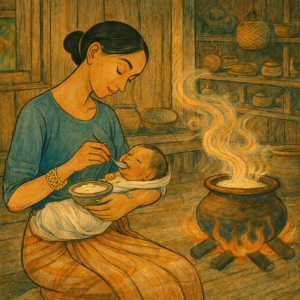 ข้าวคำแรกของชีวิต: เมื่อการเกิดของมนุษย์ไทยเริ่มต้นในอ้อมกอดของอาหาร